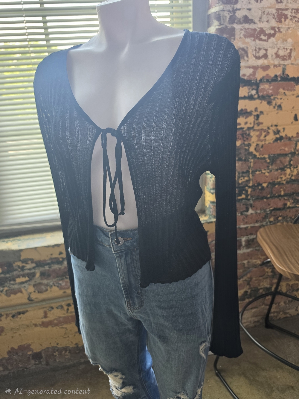 Solid Textured Knotted Cardigan